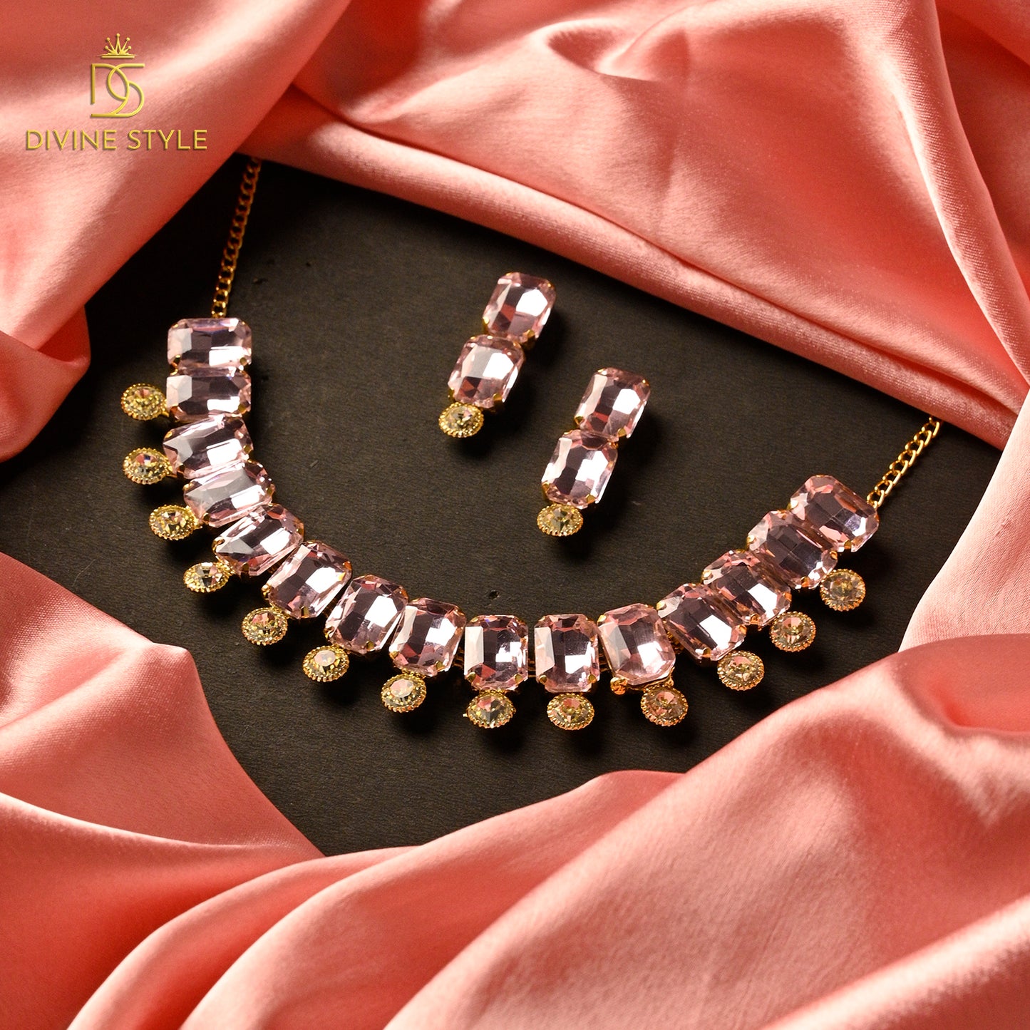 Divine Style Choker Necklace Set for Women and Girls in Pink Kundan Meenakar Indian jewellery collection