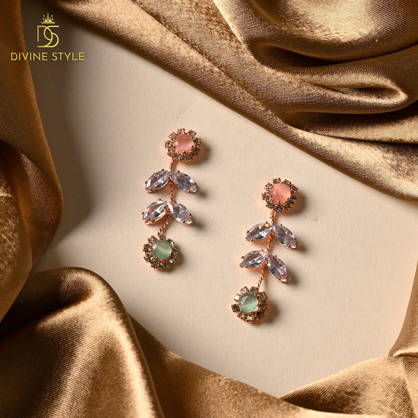 Divine Style Lab-Created Green Stone Multi-Color Necklace & Earrings