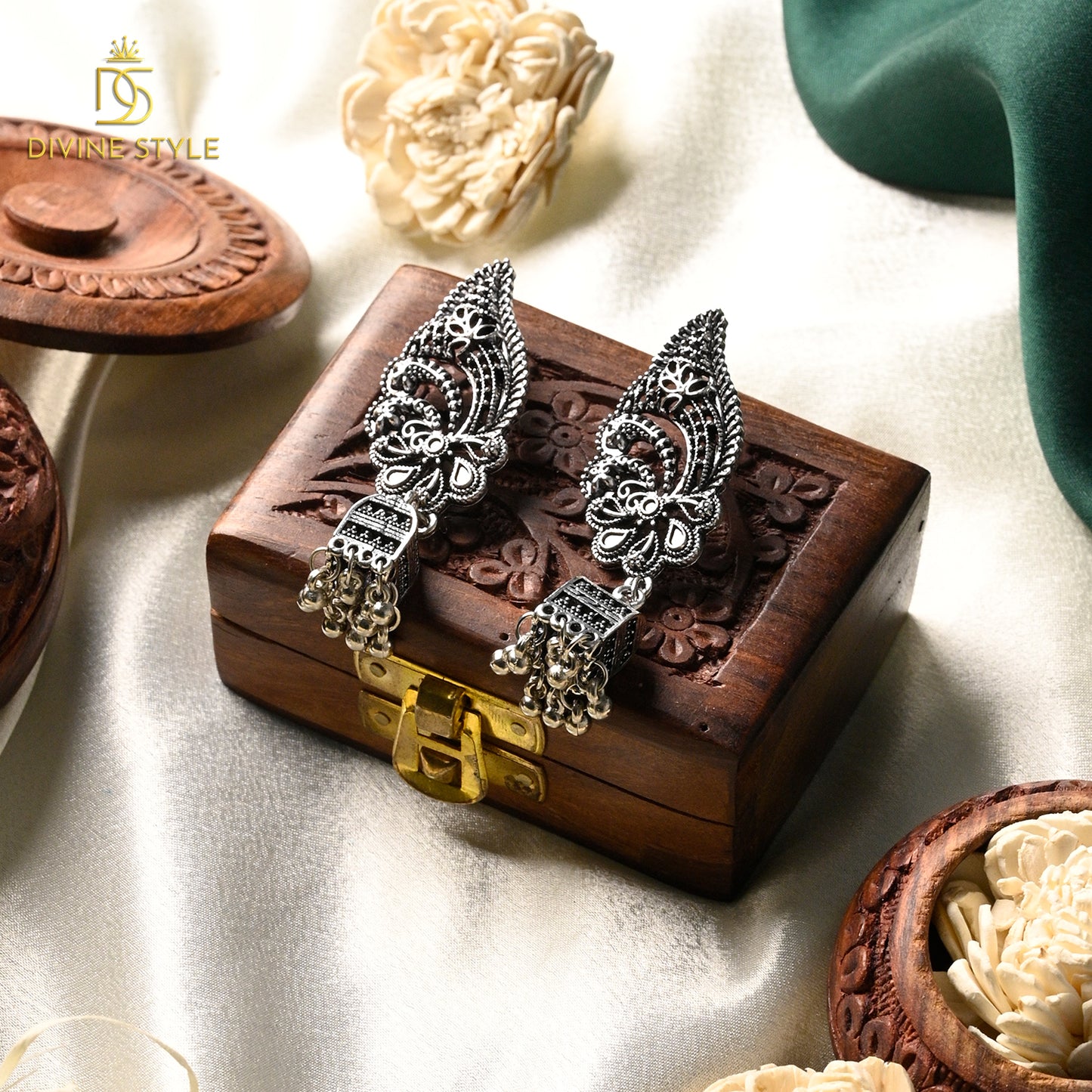 Divine Style Oxidised Silver Plated Classic Earrings
