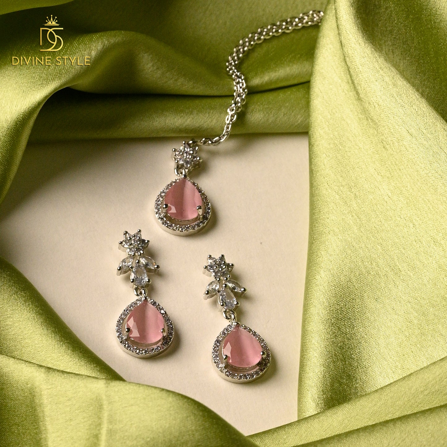 Divine Style Lab-Created Emerald Stone Necklace & Earrings