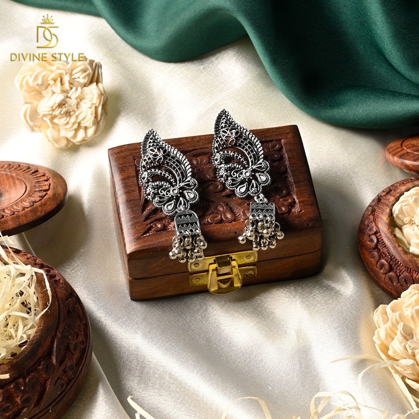 Divine Style Oxidised Silver Plated Classic Earrings