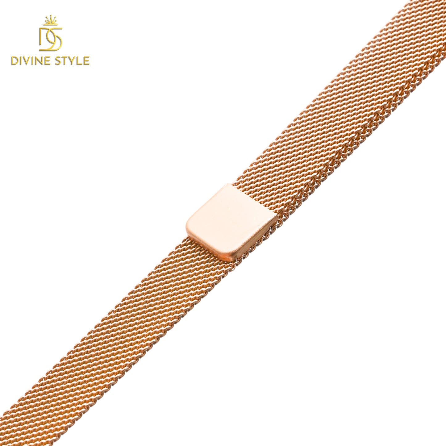 Divine Style Rose Gold Plated Mesh Chain Analog Wrist Watch for Women (Maroon)