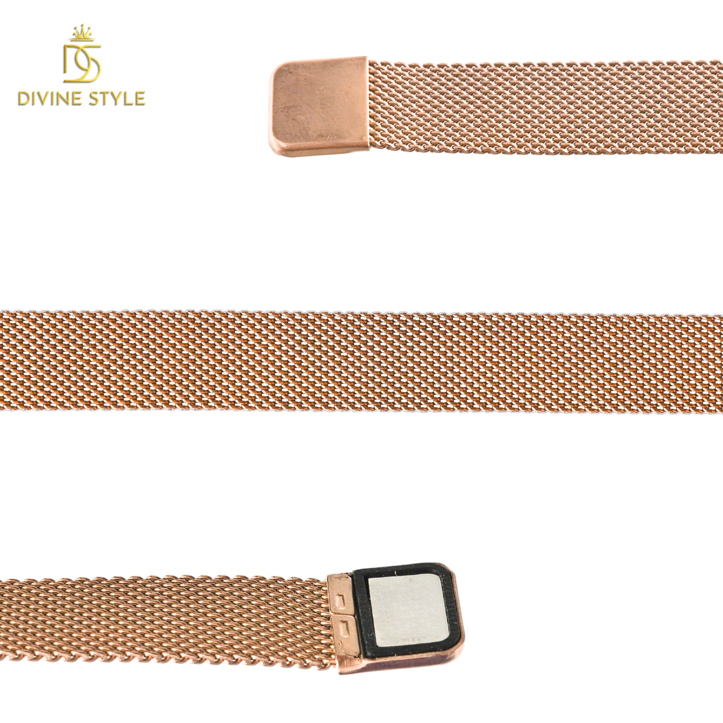 Divine Style Rose Gold Plated Mesh Chain Analog Wrist Watch for Women (Maroon)
