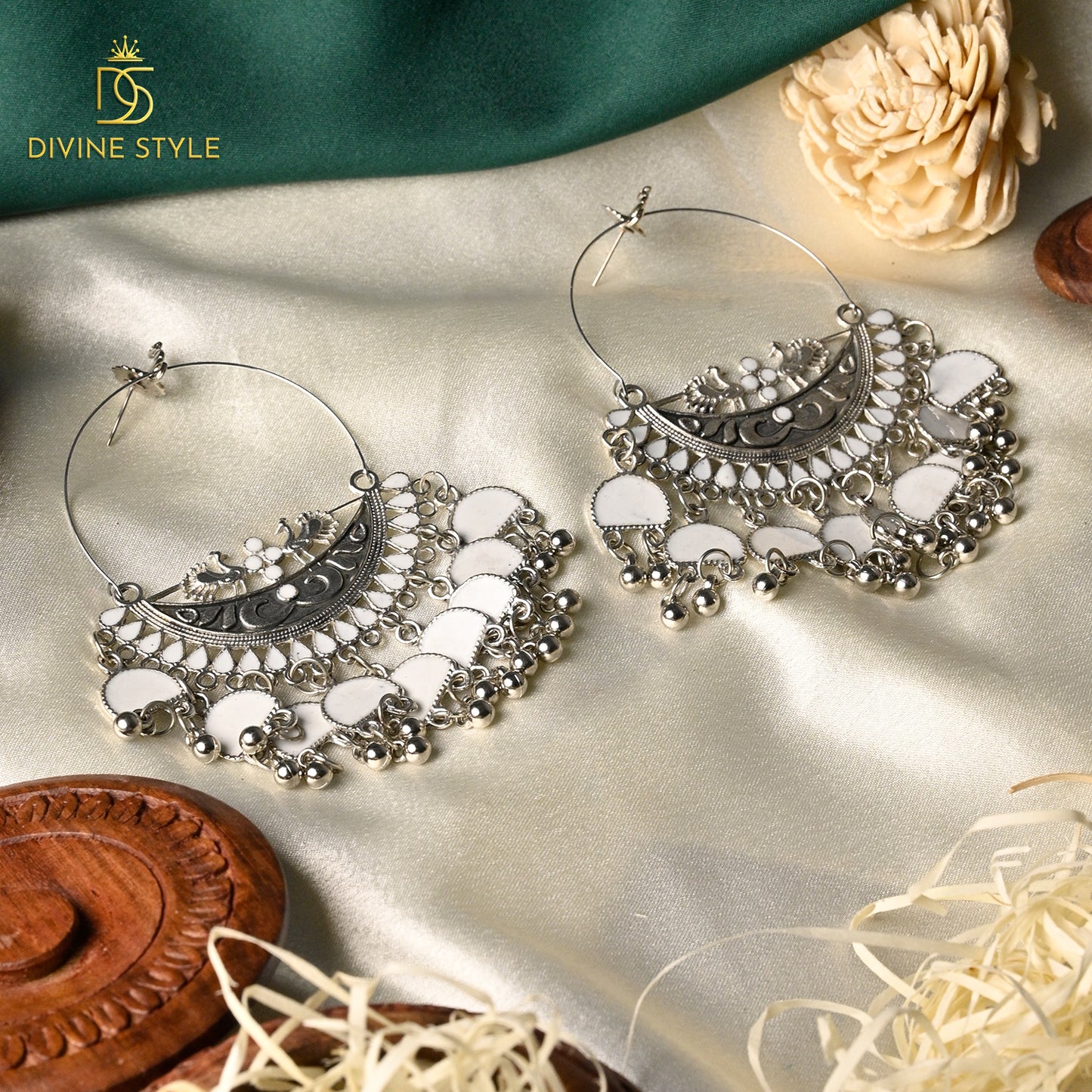 Divine Style Ethnic Jhumka (White)