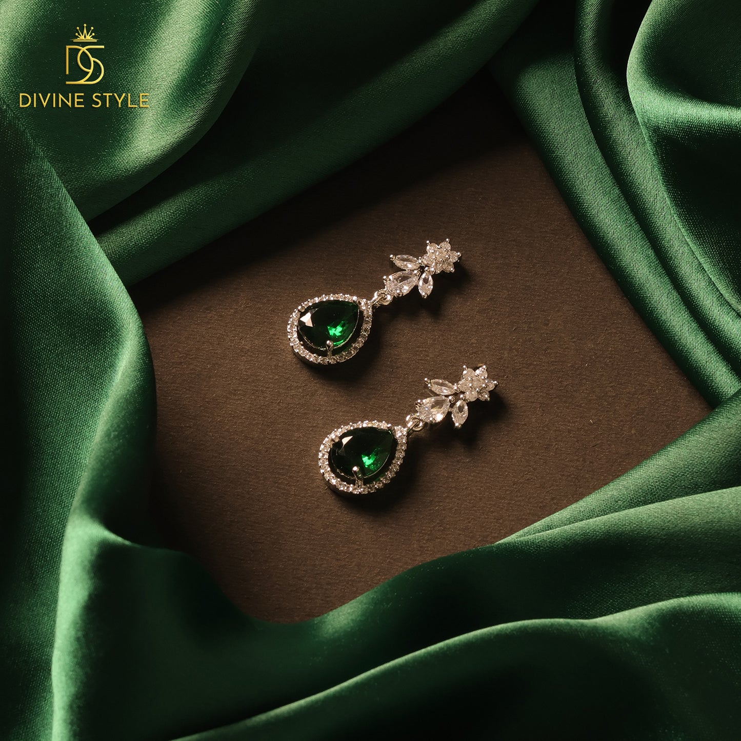 Divine Style Lab-Created Emerald Stone Necklace & Earrings