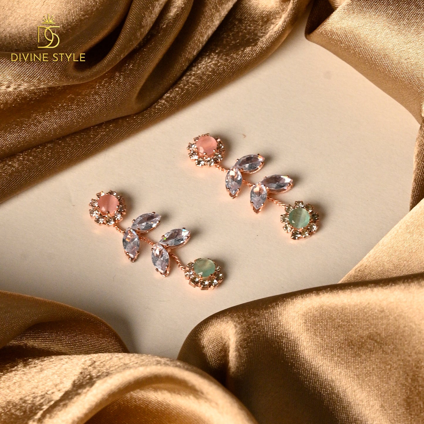 Divine Style Lab-Created Green Stone Multi-Color Necklace & Earrings