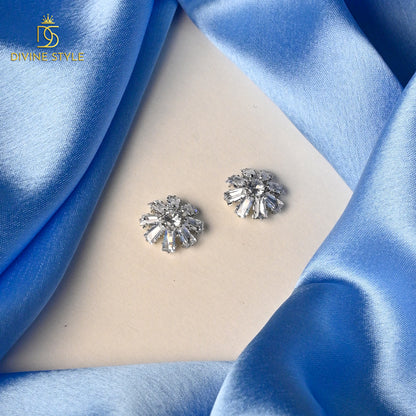 Divine Style Cubic Zirconia Necklace Set With Earring