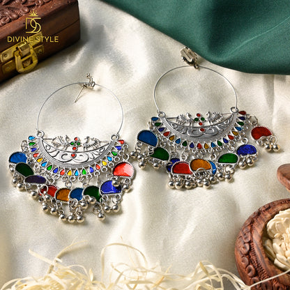 Divine Style German Silver Drop Chandbali (Multi-Color)