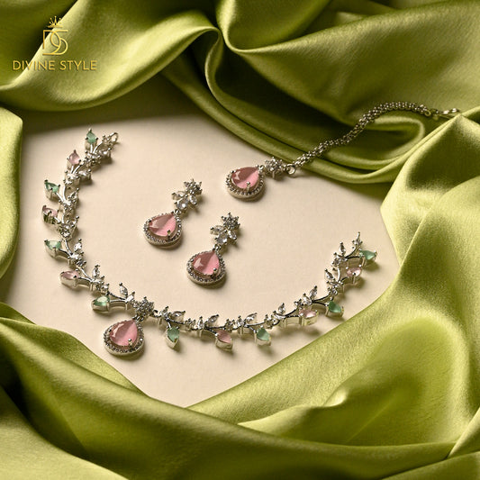 Divine Style Lab-Created Emerald Stone Necklace & Earrings