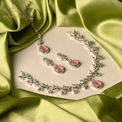 Divine Style Lab-Created Emerald Stone Necklace & Earrings