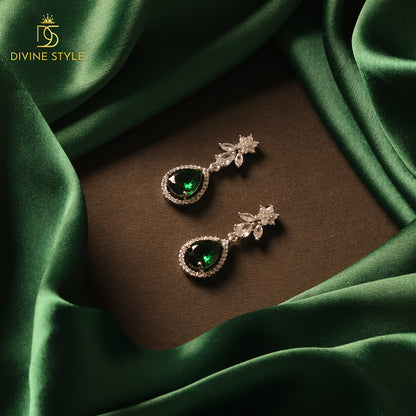 Divine Style Lab-Created Emerald Stone Necklace & Earrings