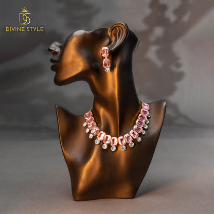 Divine Style Choker Necklace Set for Women and Girls in Pink Kundan Meenakar Indian jewellery collection