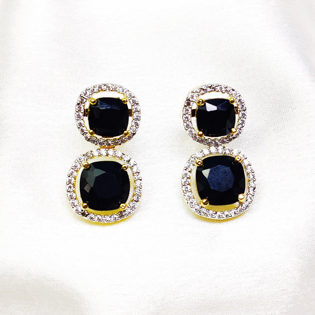 Divine Style Choker Necklace With Earrings (Black)