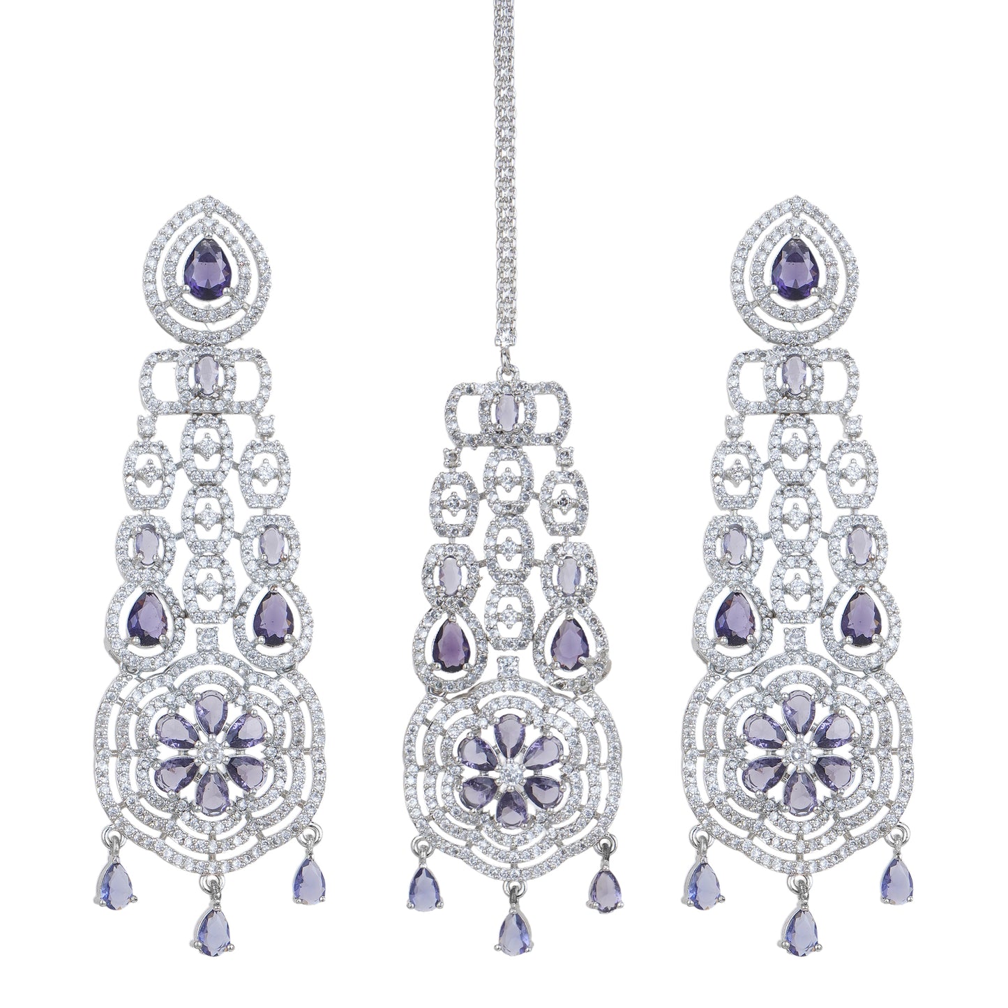 Divine American Diamond Antique Stone Necklace Set
