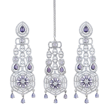 Divine American Diamond Antique Stone Necklace Set
