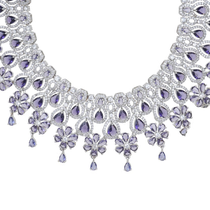 Divine American Diamond Antique Stone Necklace Set