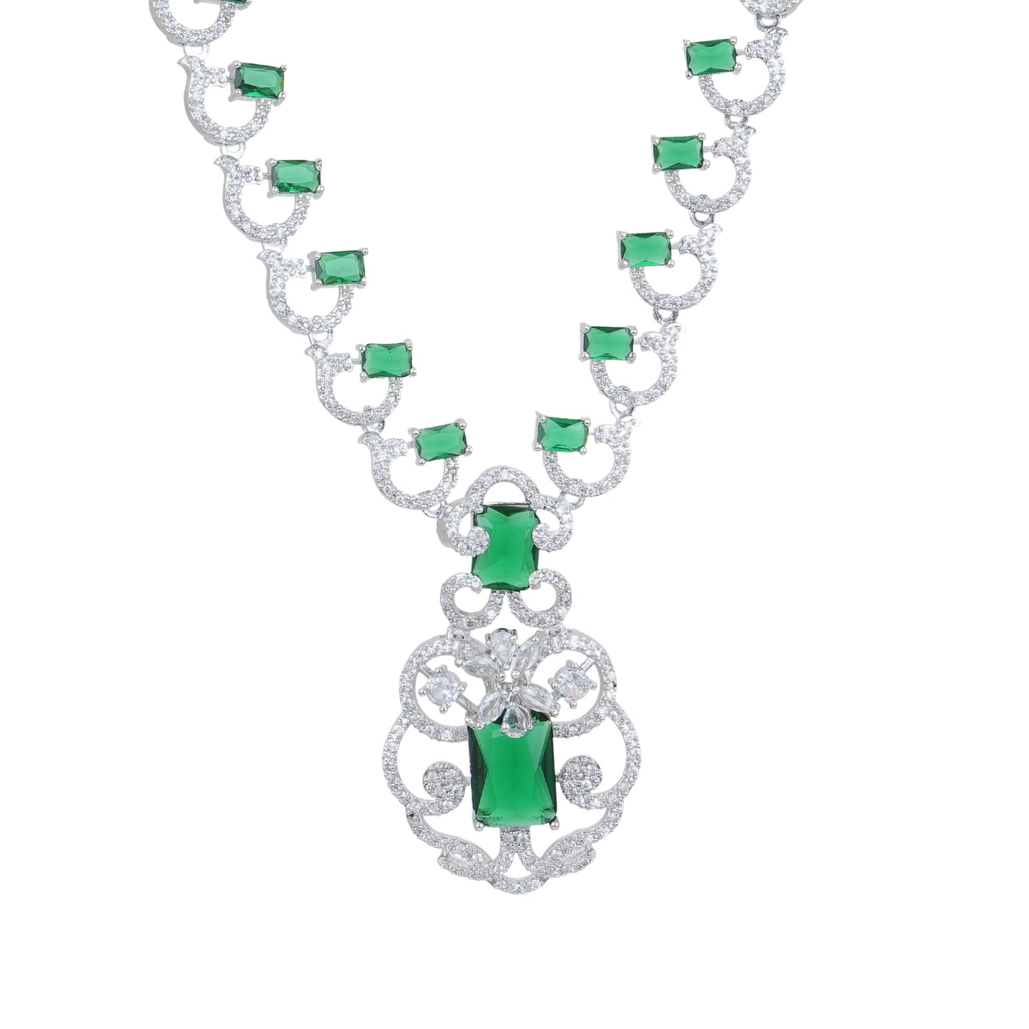Divine Style Emarald Necklace With Earrings